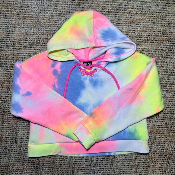 Girls tie dyed cropped sweatshirt with thumb slits - Picture 1 of 3